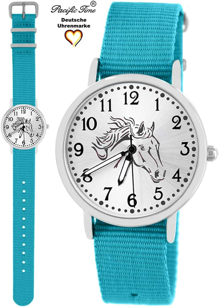 Pacific Time Kinder Uhr analog Quarz mit Textilarmband 10408