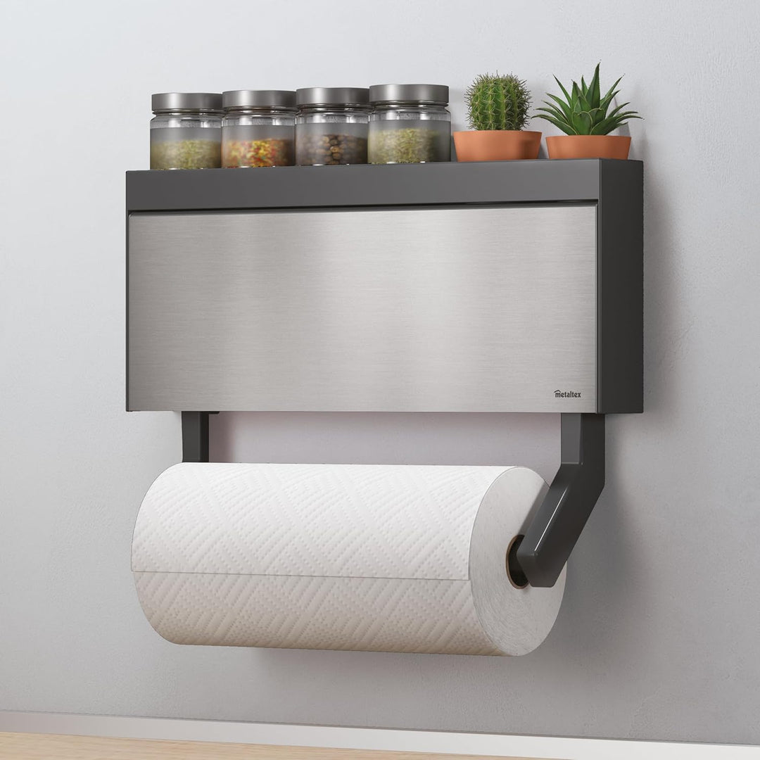 Metaltex Tango INOX Küchenrollenspender für 3 Rollen mit Edelstahl-Front, Silber
