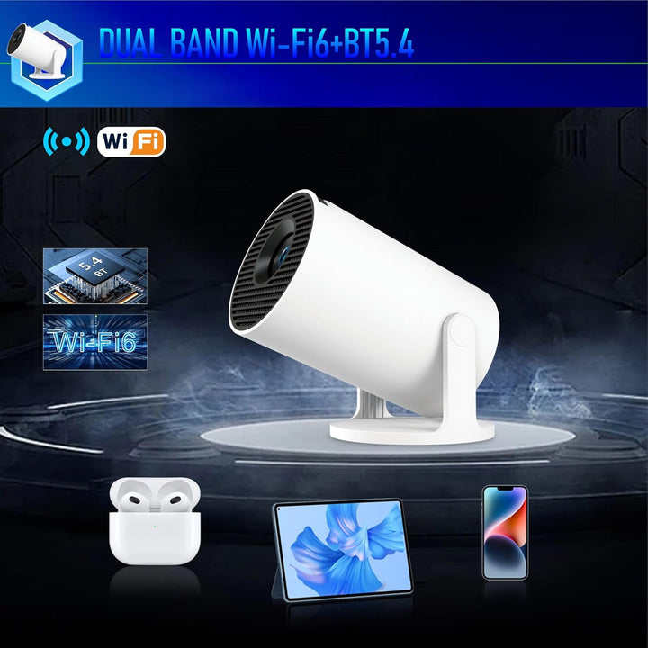 HY300 Pro+ Mini Portable Projector, Smart Projector Auto Horizontal Correction 1080P, Brightness 200