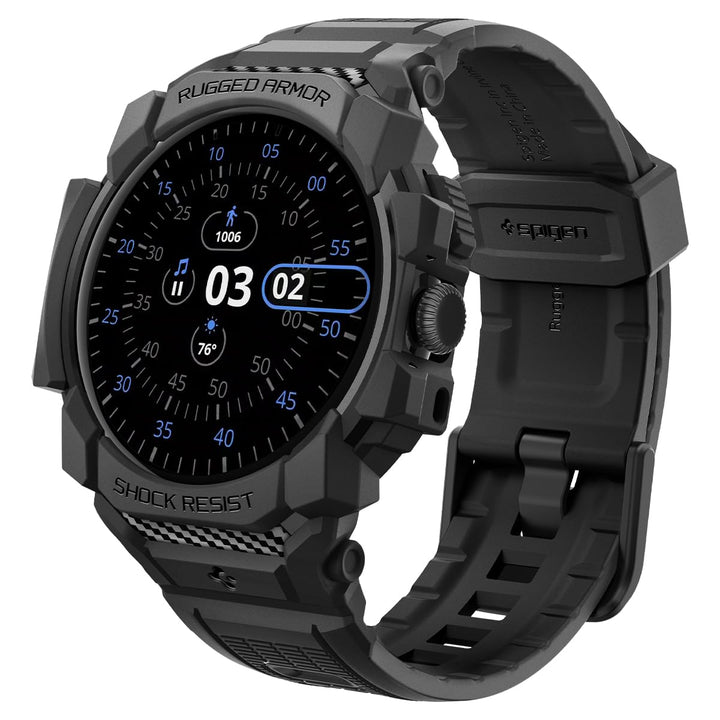 Spigen Rugged Armor Pro Hülle mit Armband Kompatibel mit Google Pixel Watch 3 45mm (2024) - Matt Sch