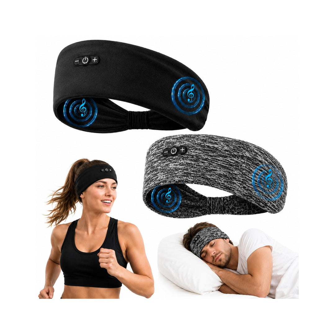 2 Stück Schlafkopfhörer Bluetooth Kopftuch Schlaf, Schwarz &amp; Grau