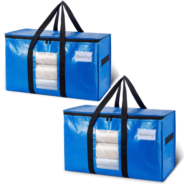 TAILI Extra Grosse Umzugstasche, 2 PCS Aufbewahrungstaschen mit Reissverschluss, Robuste blau zur Au