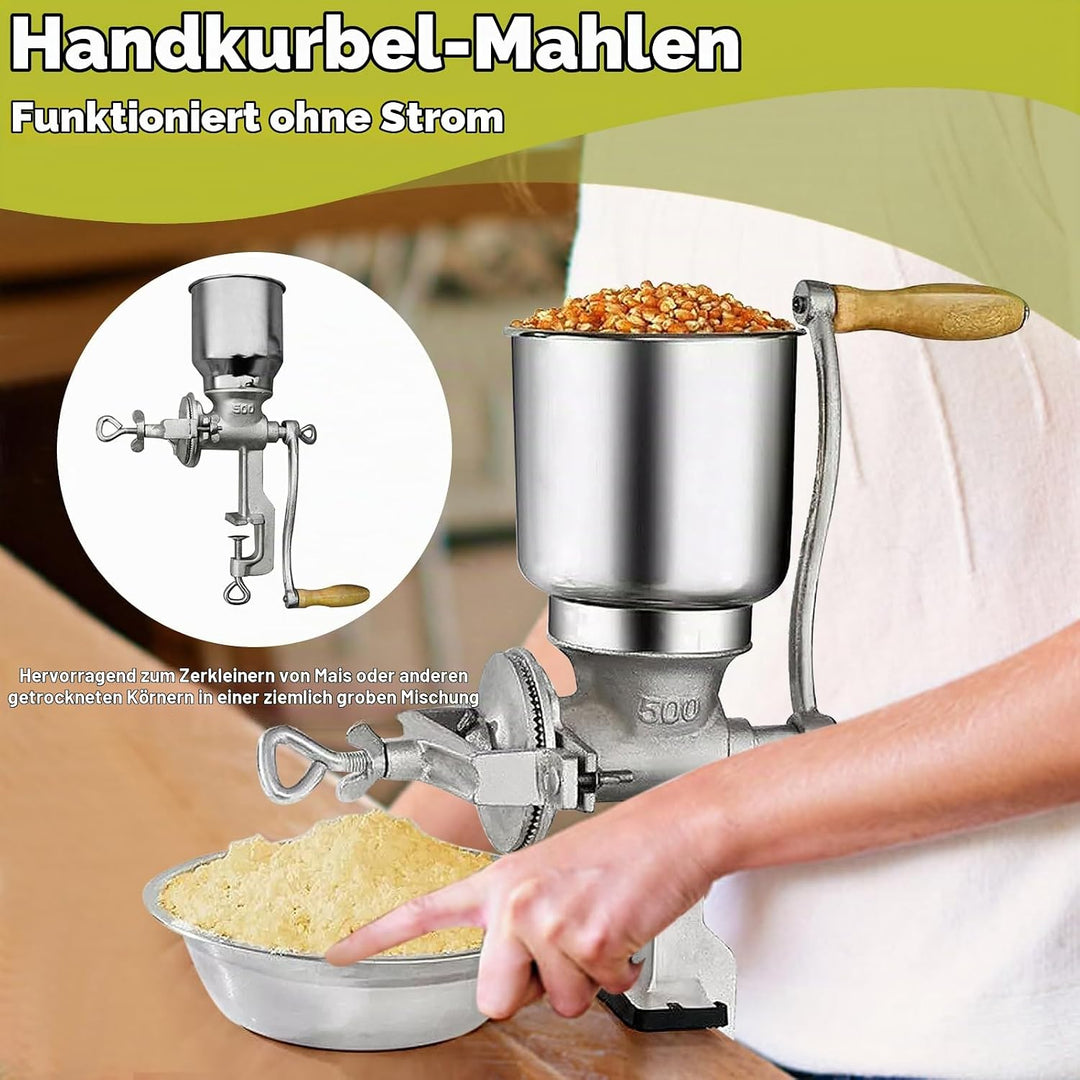 Manuelle Getreidemühle Einstellbare Mahlwerk mit Trichter und 4cm Tischklemme Mais Weizen Getreide K