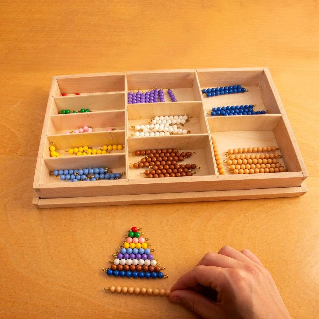 MontiPlu – Farbiges Montessori-Perlenmaterial zum Üben vieler Rechenaufgaben: ideal für Schule, Nach