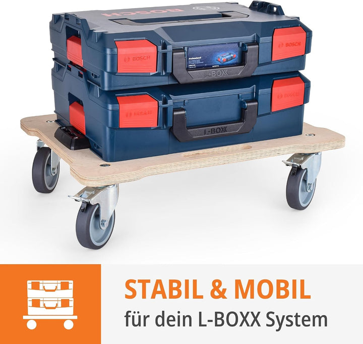 WFIX Work System Base Rollbrett für L-BOXX Systeme - Hochleistungs-Transportroller Holz Birke-Multip
