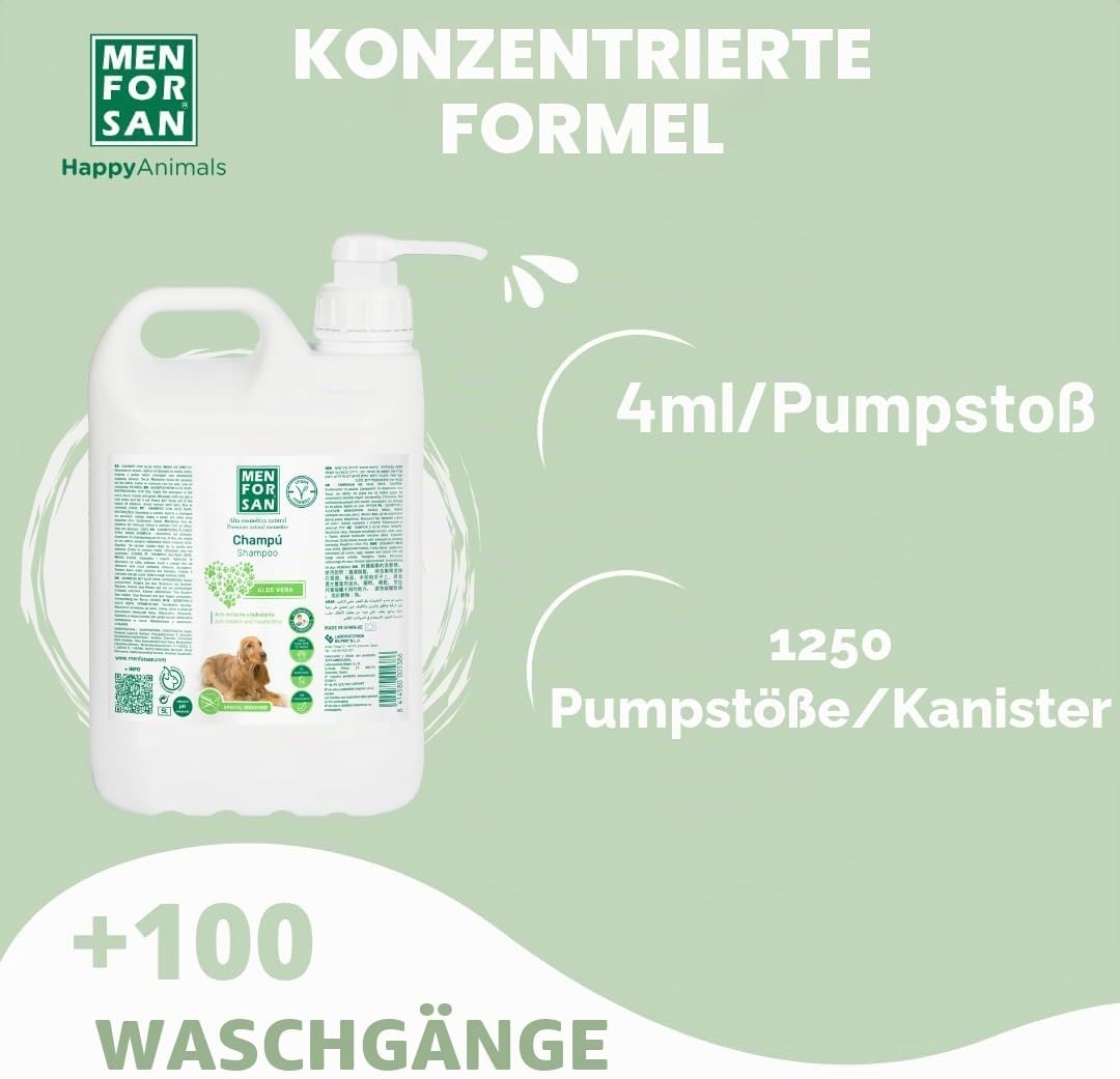 Menforsan Aloe Vera Hundeshampoo - 5 Liter Aloe Vera 5000 ml, Aloe Vera 5000 ml