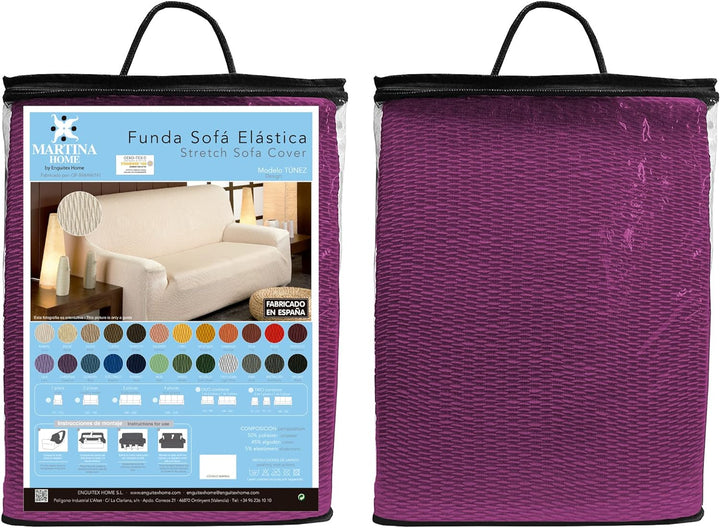 Martina Home Tunez Elastischer Sofabezug, Stoff, Lila (Cardinal), 3-Sitzer (170 bis 220 cm) Kardinal