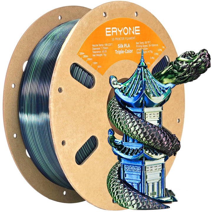 ERYONE Dreifarbiges Seiden PLA Filament 1.75mm,Seidiges Mehrfarbiges PLA-Filament für 3D-Drucker +/-