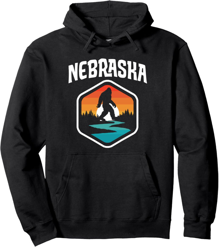 Nebraska Vintage Bigfoot Outdoor &amp; State Pride Nature Pullover Hoodie