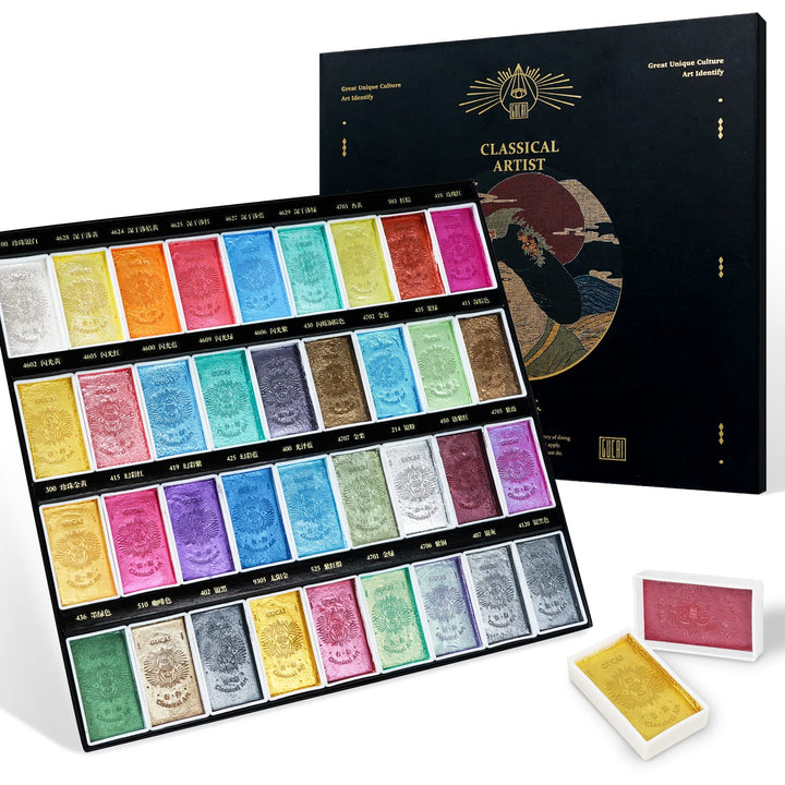 Paul Rubens Aquarellfarben Set Pearl, 36 Classic und Glossy Farben, hohe Deckkraft, gute Lichtechthe