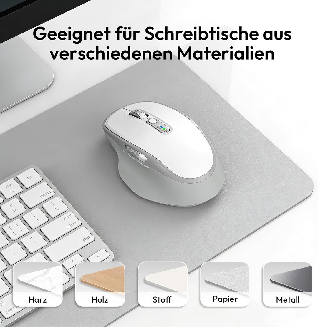 Bluetooth Kabellose Maus mit Daumenrad, Wiederaufladbare Dual(Bluetooth 5.0 &amp; 2,4 GHz), Geräuscharme
