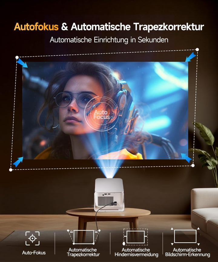 Magcubic Mini Beamer 4K &amp; 8K 1080P Unterstützt, Projektor Tragbarer mit Android 14 WiFi 6 Bluetooth