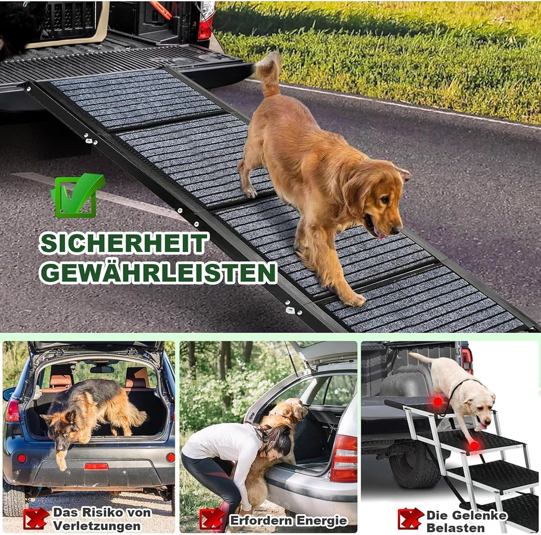 Längste 180cm &amp; Breiteste 50cm Hunderampe,Faltbare Hunderampe Auto mit Rutschfester Teppich,Hunderam
