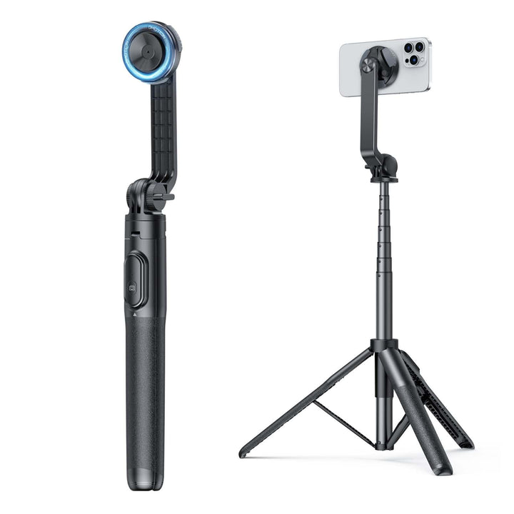 OMOTON O-Mag Selfie Stick Stativ, 360° Drehbar 64" Erweiterbar Handy-Stativ für MagSafe mit Drahtlos