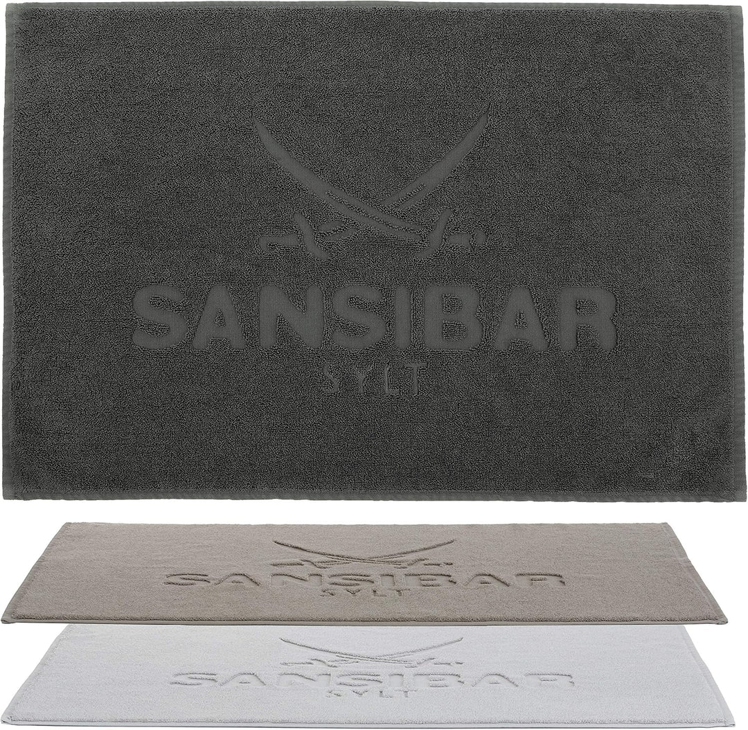 Sansibar Badvorleger 50x80 cm 100% Baumwolle Fein-Flor Badteppich Badematte Anthrazit Einzeln 50 x 8