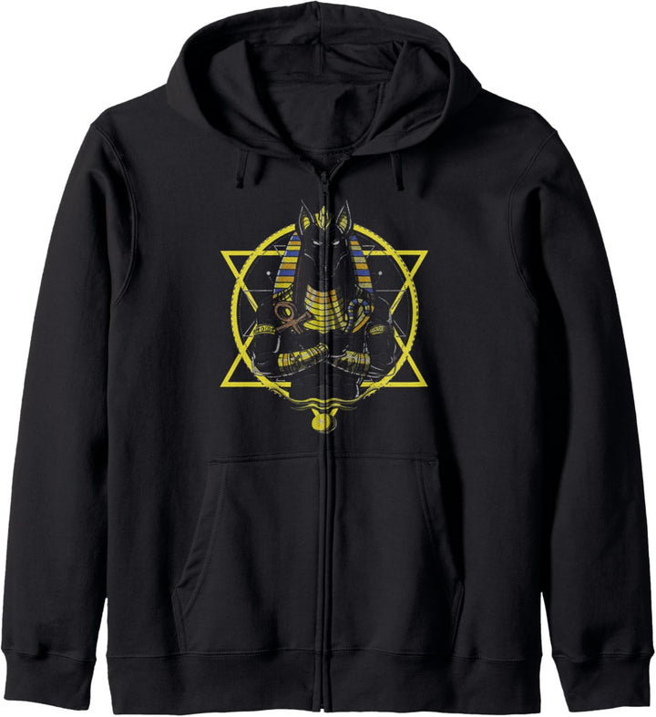Ancient Egyptian Hieroglyph Anubis God Pyramids Geometry Kapuzenjacke