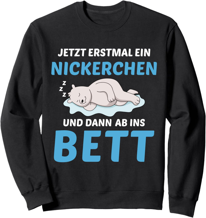 Schlafmütze Faulenzen Schlafen Pyjama Eisbär Sweatshirt