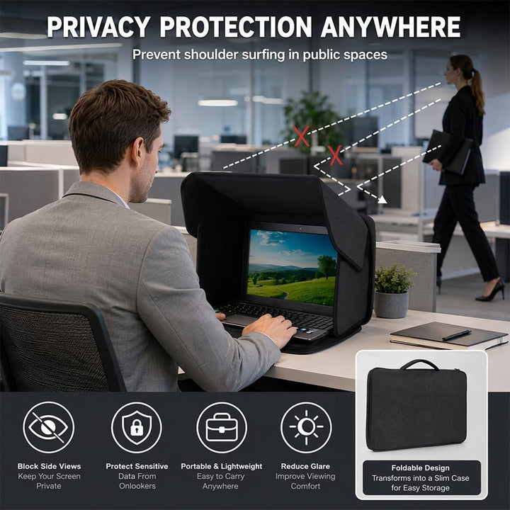 CEWROM Laptop-Sonnenschutz, Klappbare 2-in-1 Laptoptasche, Universal Sonnenblende Sichtschutzhaube f