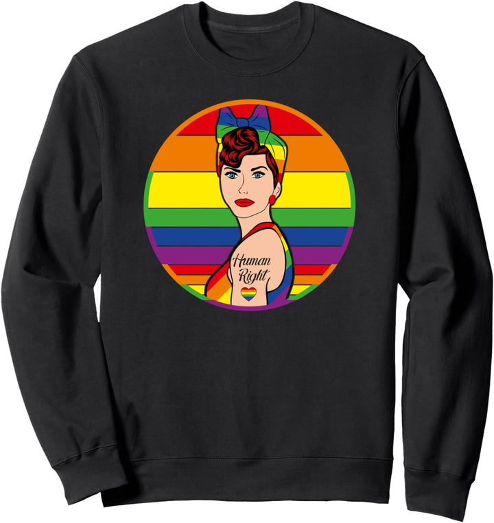 Lady Human Right Pride Rainbow LGBT Flag Gay Lesbian Love Sweatshirt