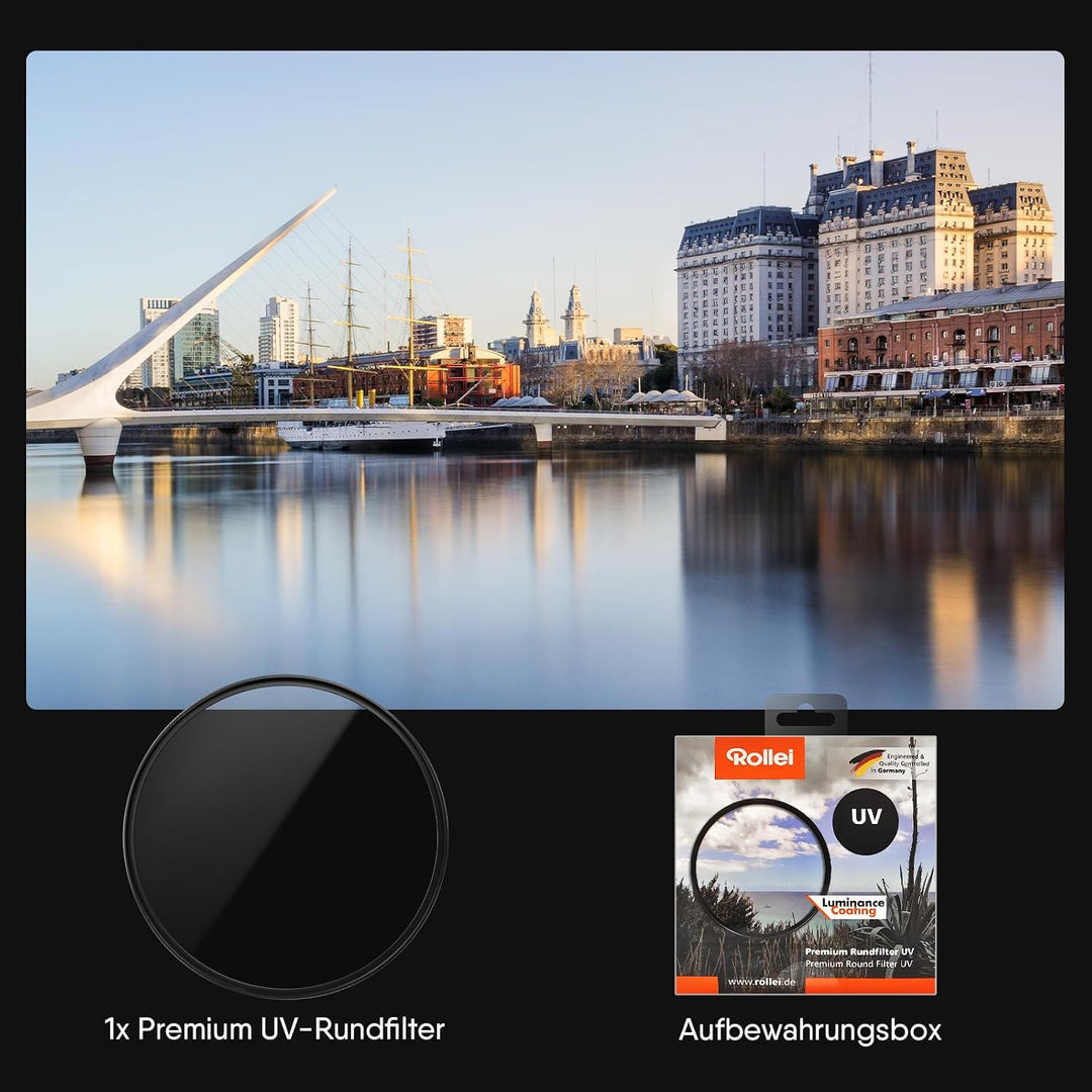 Rollei Premium Rundfilter UV 82 mm - UV Filter und Schutzfilter mit Aluminium-Ring aus Glas mit spez