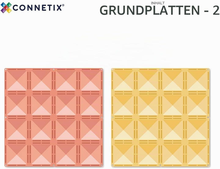 CONNETIX Magnetbausteine Pastell Zitrone und Pfirsich Grundplatten-Pack, 2 Stück