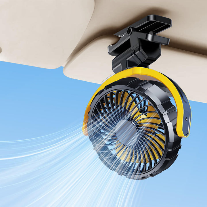 Auto Clip Ventilator mit Akku,USB C Aufladbar Leise Fan Portable Klein Klemmventilator,360° Verstell