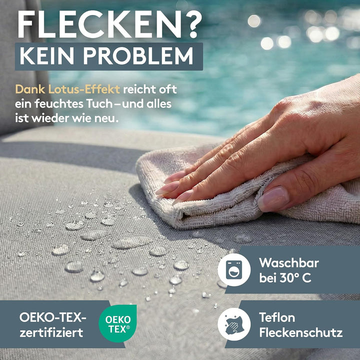 LILENO HOME Gartenstuhl Auflagen als [4er Set - Hochlehner] in Uni Uni Mittelgrau (Tami) 4, Uni Mitt