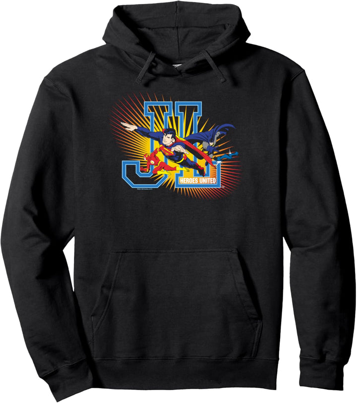 Justice League Heroes United Black Pullover Hoodie