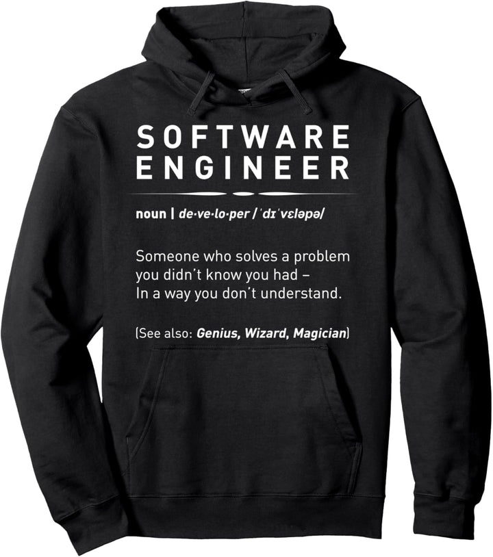 Software Engineer Definition Funny Developer Coder Meaning Pullover Hoodie