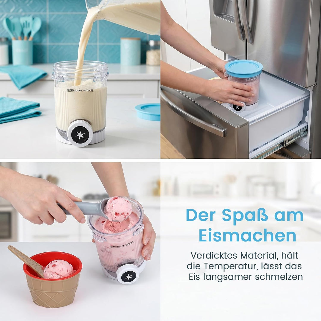 Eismaschine Eiskaltes Set mit 4 Behältern, 4 Eistassen &amp; 1 Schaufel | Ninja Creami BehäLter Creami S