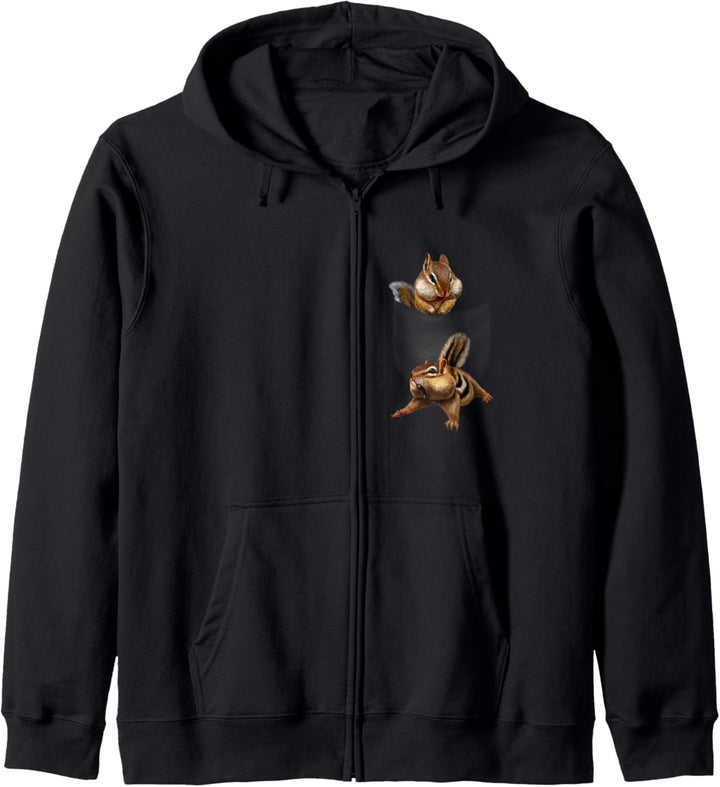 Eichhörnchen spielt in der Tasche Kapuzenjacke