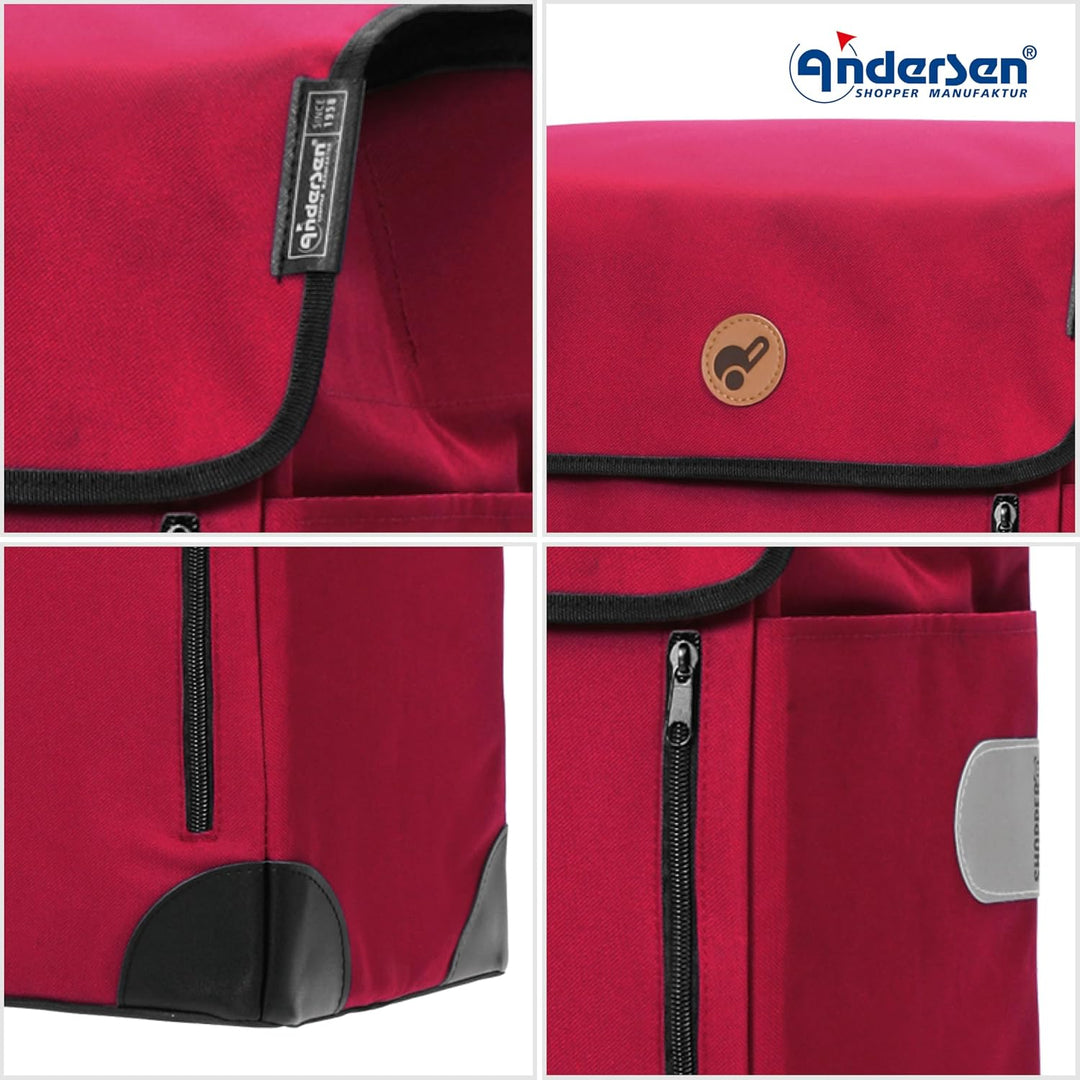 ANDERSEN Einkaufstrolley - Scala Shopper Plus Weda rot 36 L Handwagen,langlebig,Tasche abnehmbar, Al