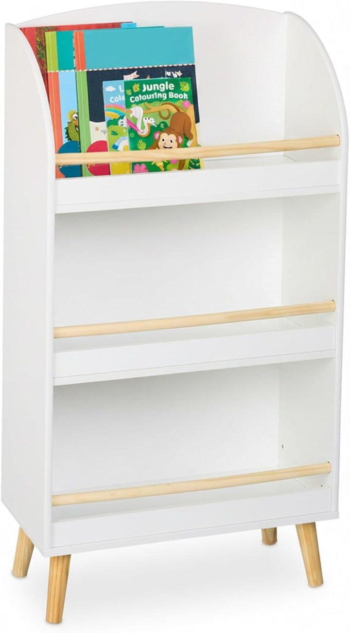 Relaxdays Bücherregal Kinder, HBT: 95,5x50x24 cm, 3 offene Fächer für Bücher, Kinderbücherregal, Kin