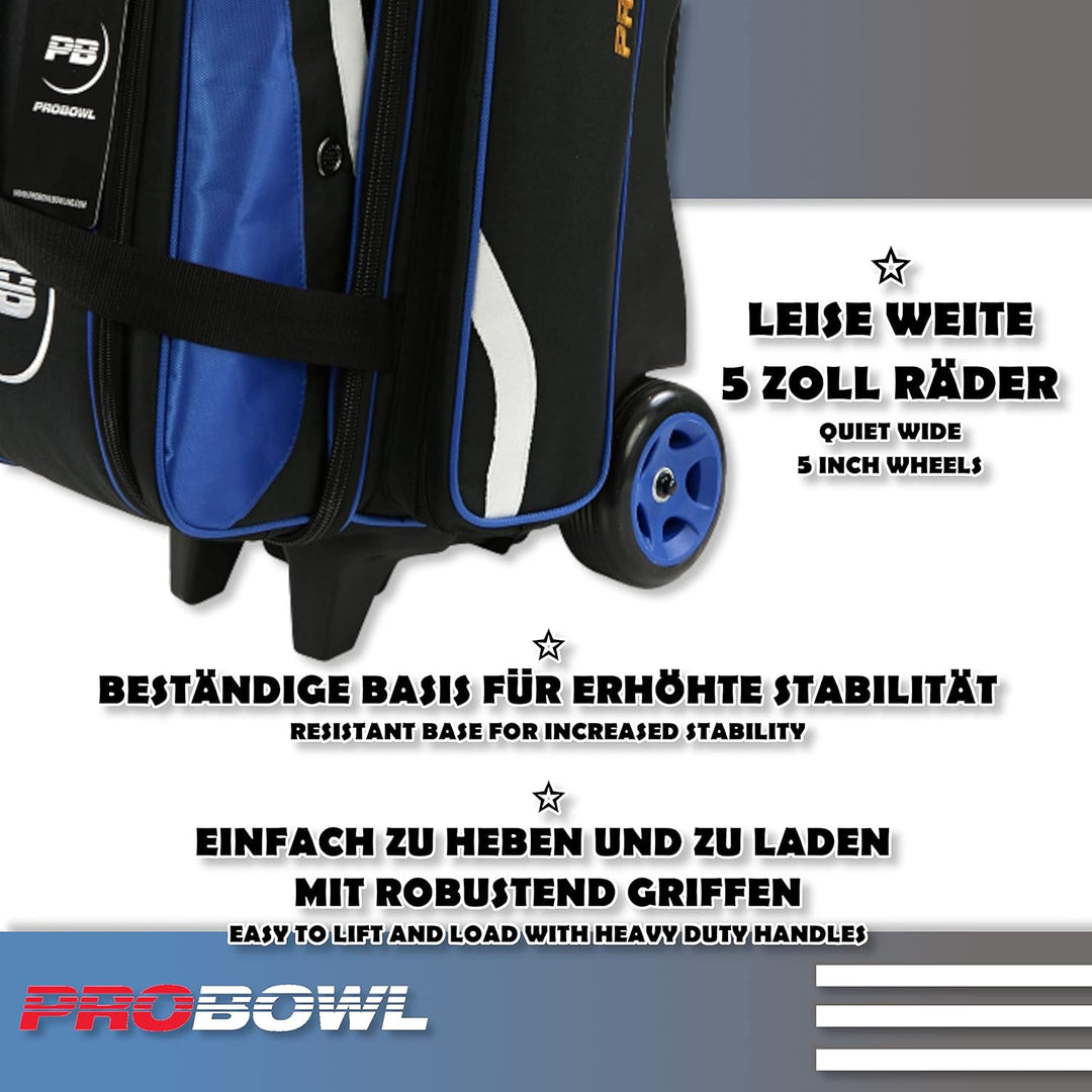EMAX | Bowling Ball Tasche - Pro Bowl Deluxe Double Roller | Roller für 2 Bowlingbälle | Zwei-Ball-R