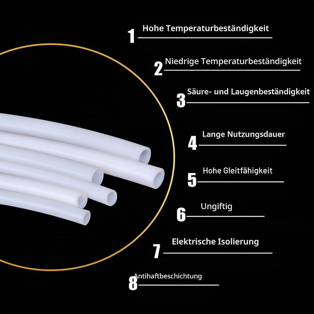 TEN-HIGH 5m PTFE Schlauch Transparenter Teflonschlauch, 5m *6 * 8 mm mm hitzebeständig ölbeständig L