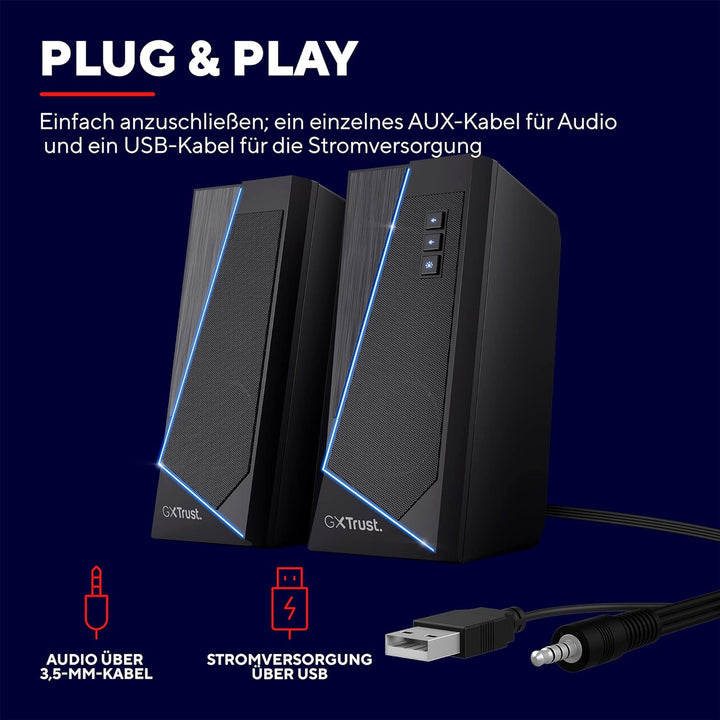 Trust Gaming Lautsprecher für PC GXT 609 Zoxa - Computer Boxen, Lautsprecherset mit 6 Verschiedene R