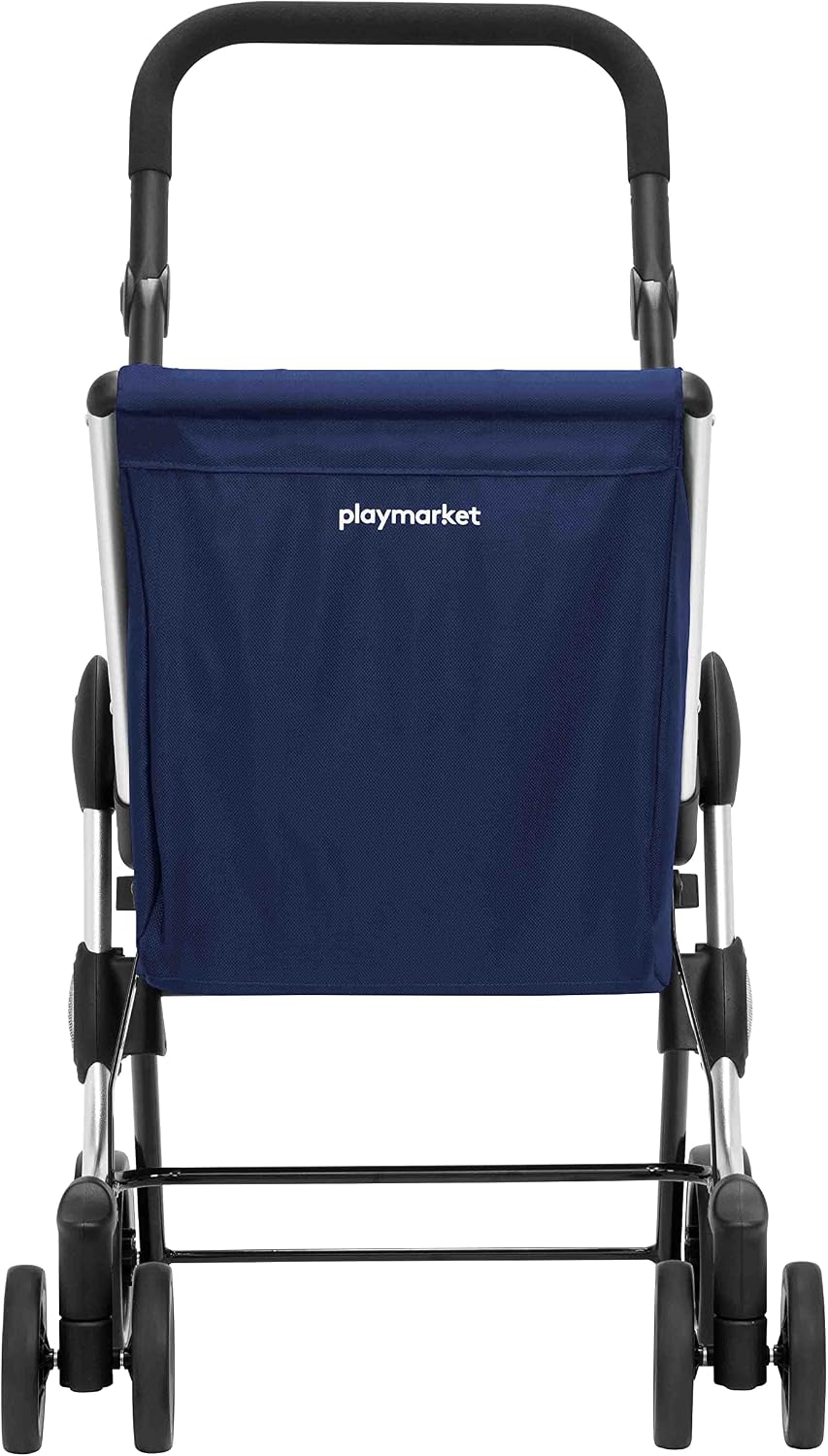 Playmarket We Go Basic Einkaufswagen, zusammenklappbar, 4 Rollen, Koffer Blau (Navy)