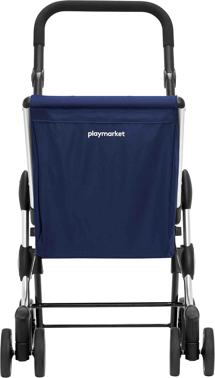 Playmarket We Go Basic Einkaufswagen, zusammenklappbar, 4 Rollen, Koffer Blau (Navy)