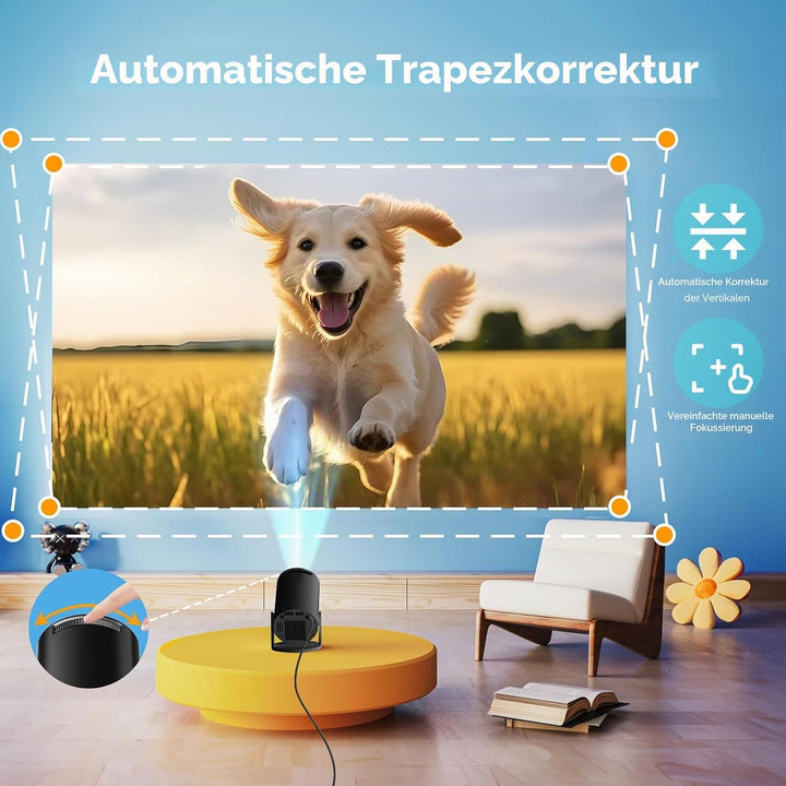 Mini Beamer mit Stativ, AKIYO WiFi Bluetooth Beamer Full HD 1080P Unterstützung, Native 720P Portabl