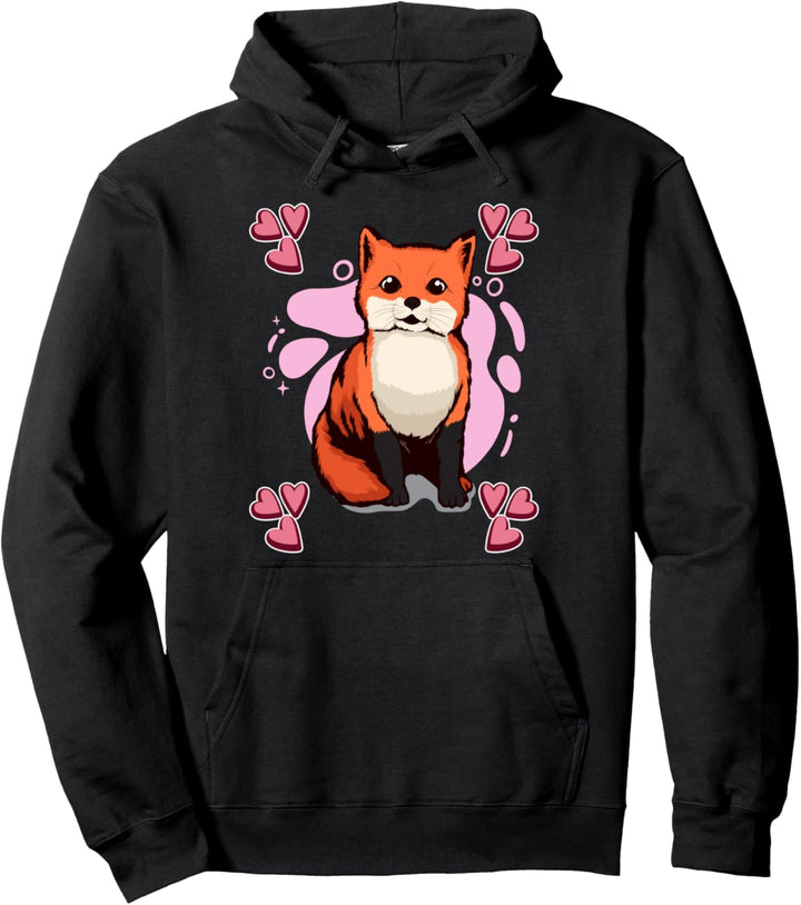 Heart Design Fox Fuchs Pullover Hoodie