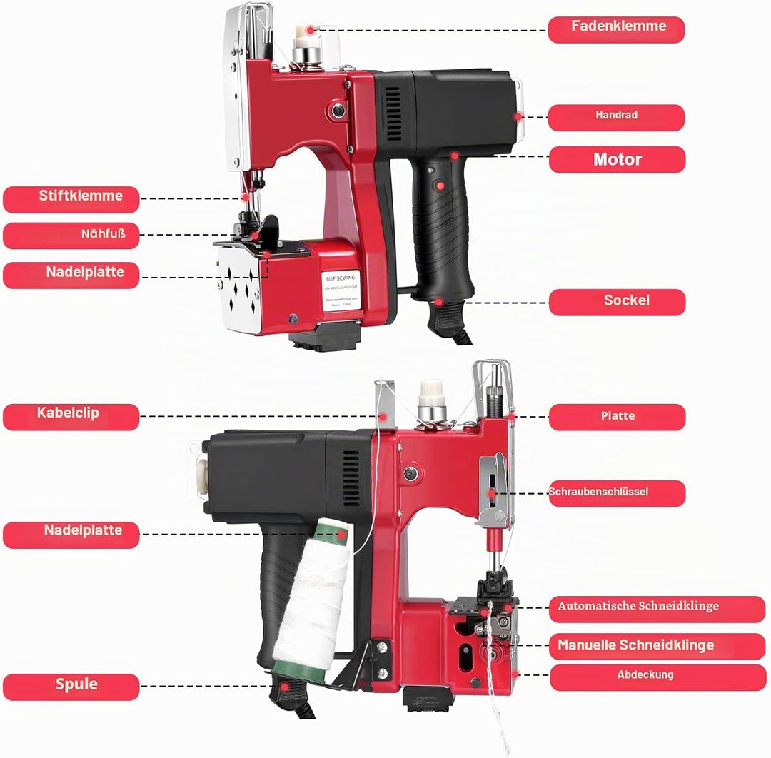 Kotsy sacknähmaschine 220 V Tragbare Nähmaschine für 2 Sekunden/Sack,Sacknähmaschine für Taschen/Sto