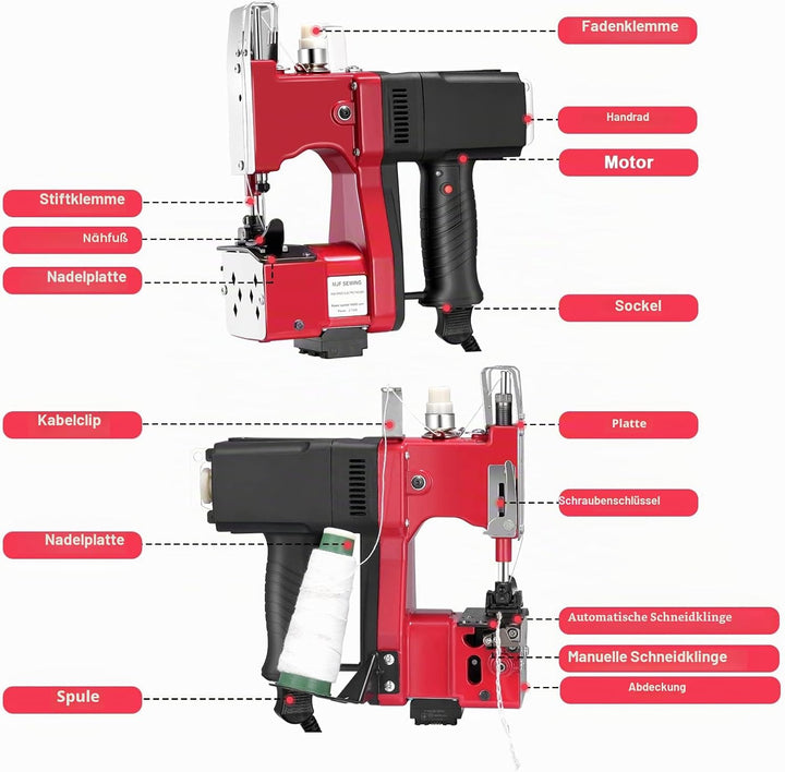 Kotsy sacknähmaschine 220 V Tragbare Nähmaschine für 2 Sekunden/Sack,Sacknähmaschine für Taschen/Sto