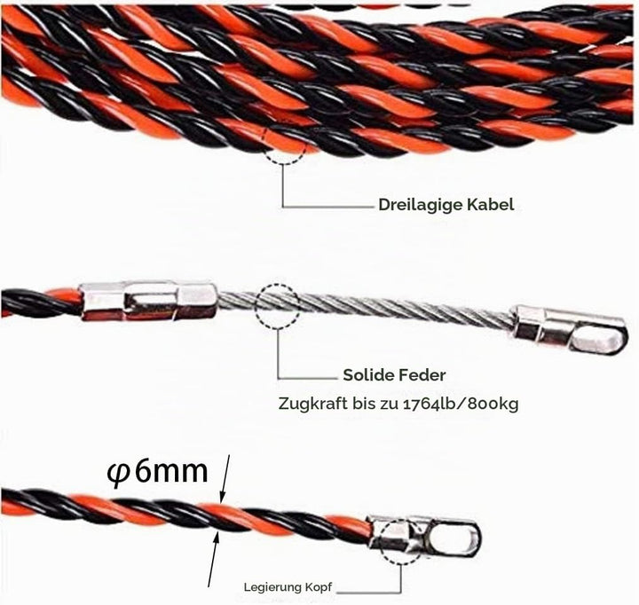QZATACAEN Fish Line Wire Puller Through Wall Wire Threader Fish Plus Fish Cable Lock with Easy Grip