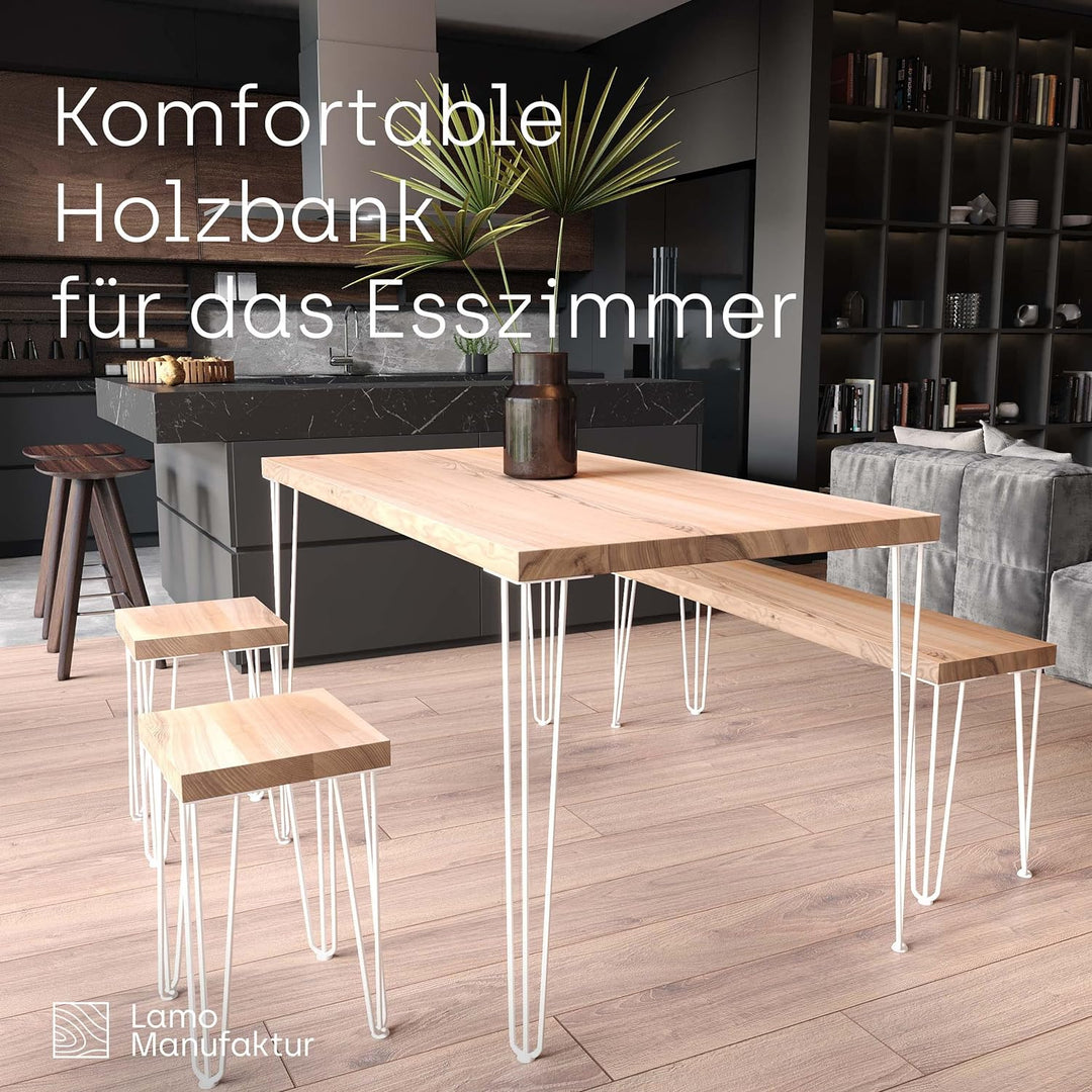 LAMO Manufaktur Sitzbank Flur Holzbank Bettbank 30x80x47 cm, Möbelfüsse Creative Weiss/Dunkel, LSB-0