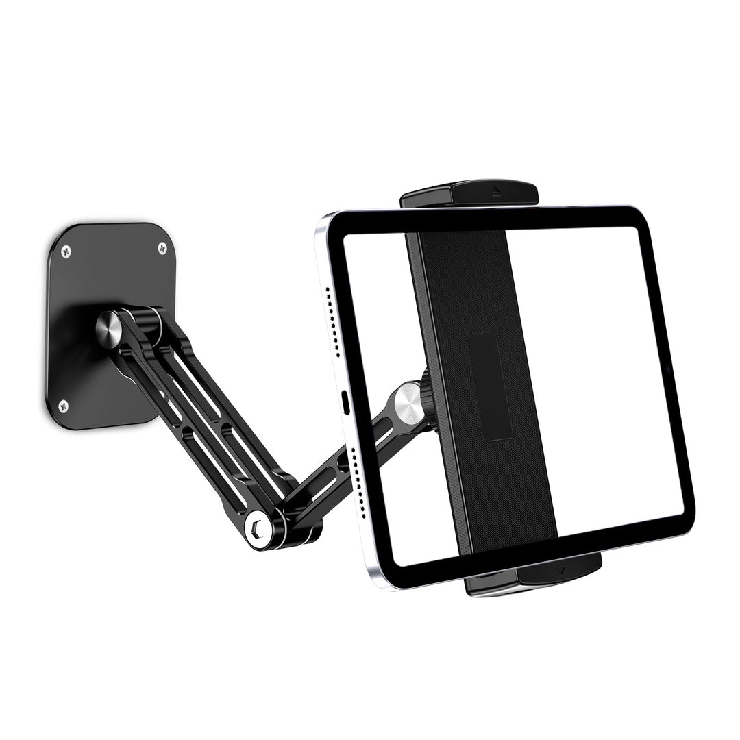 Lucrave Tablet Wandhalterung, Aluminium ausziehbare iPad Wandhalterung, mit 360° drehbarer Basis ein