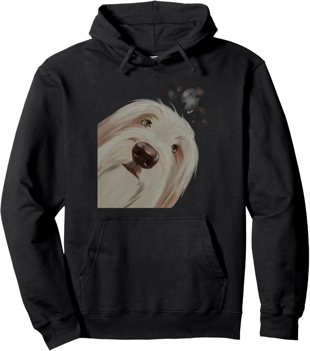 Neugieriger Beardie Hund Bearded Collie Pullover Hoodie