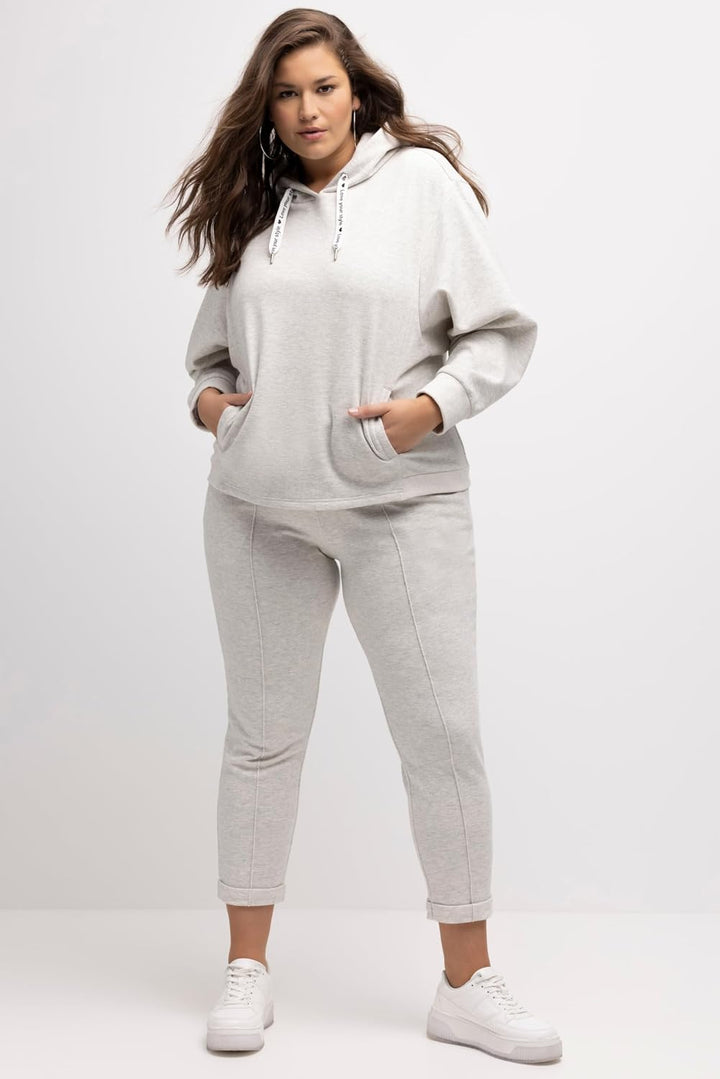 Ulla Popken Damen Melange, Oversized Sweatshirt 42-44 Hellgrau Mélange, 42-44 Hellgrau Mélange