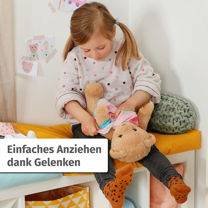 BABY born Singender Teddy, Plüschbär mit Soundfunktion, weissem Strampler und beweglichen Armen und