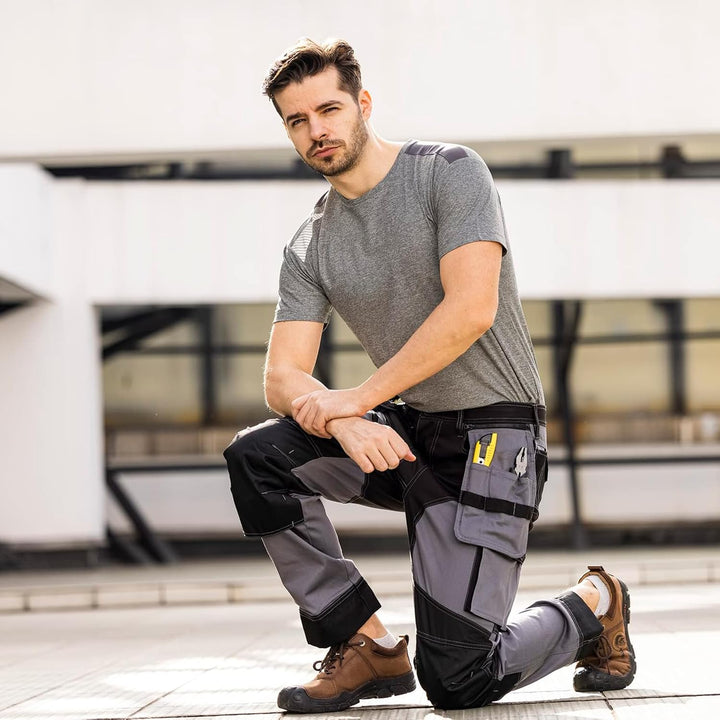 WORK IDEA Arbeitshosen männer, Hose mit multifunktionalen Taschen, Hose mit abnehmbaren Flugtaschen,