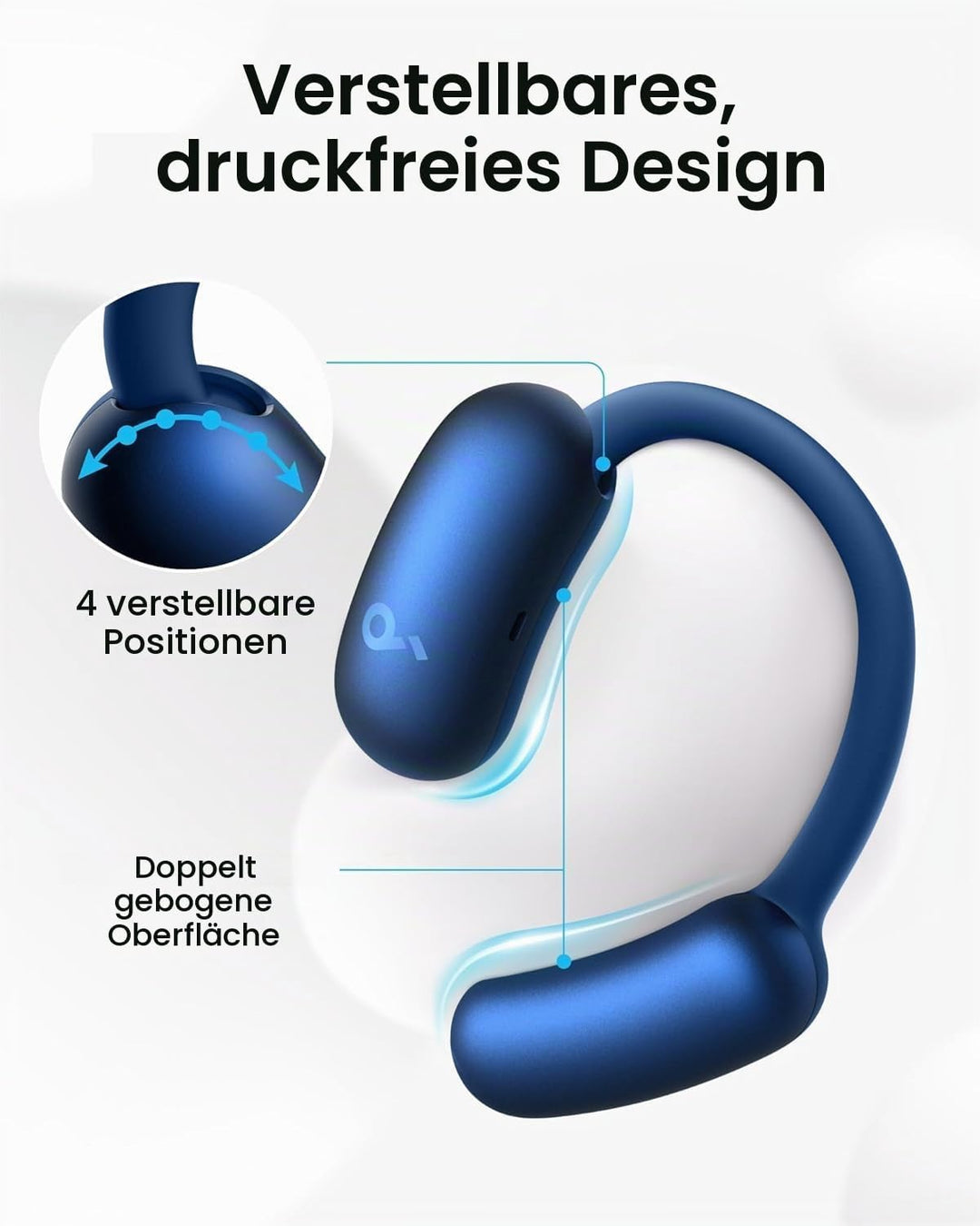 soundcore Anker AeroFit 2 Open Ear Headphones, Adjustable Ear Hooks, Firm Hold, Deep Bass, Hi-Res Wi